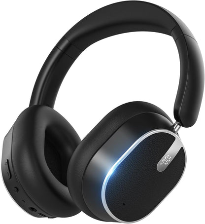 MMWOWARTS Hybrid Active Noise Cancelling Bluetooth Headphones,Bluetooth 6.0 Over Ear Wireless Headphones with 60H Playtime, Hi-Res Audio, Deep Bass, Memory Foam Ear Cups for Home Office Travel Black