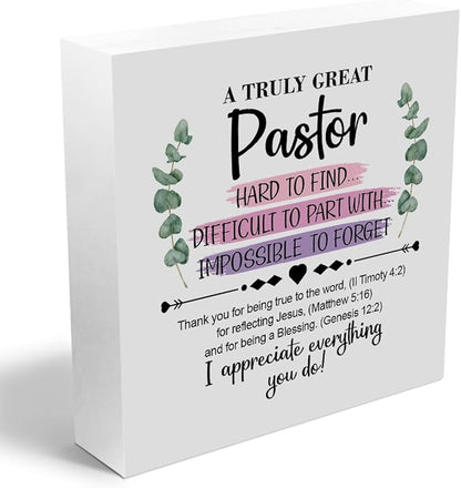 Pastor Gifts Wooden Box Sign Wall Decor Wooden Plaque Sign Pastor Appreciation Gifts Thank You Gifts Best Pastor Gift Spiritual Gifts for Men Living Room Bedroom Home Decor Desk Shelf Table Decor