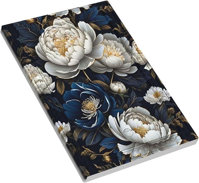 White Gold Blue Flower Light Switch Covers No Device Wall Plate 1 Gang Decorative Blank Switchplate Electrical Faceplate for Country Living Bedroom Decor