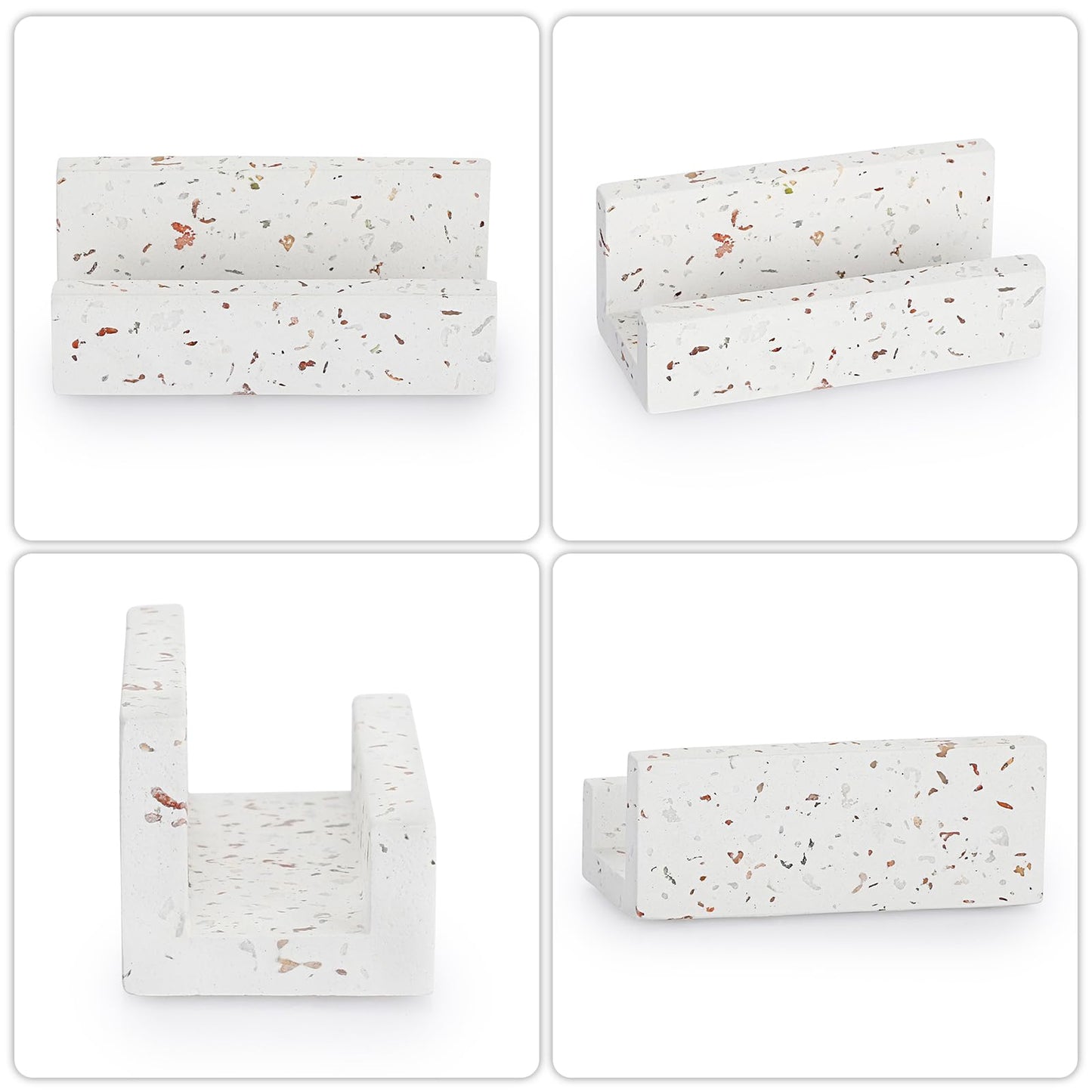 Hipiwe Business Card Holder for Desk Terrazzo Business Card Display Stand Desktop Cards Display Stand for Women Men Concrete Business Card Stand Organizer for Office