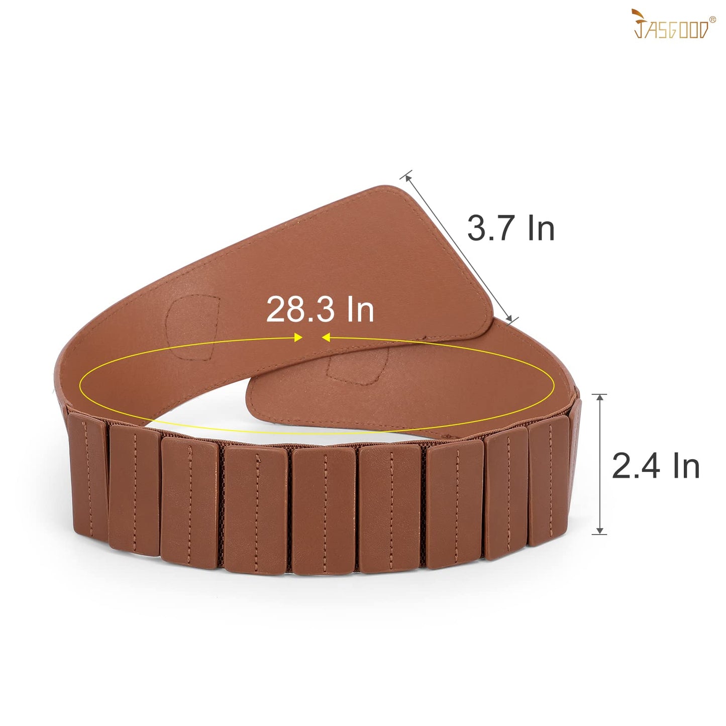 JASGOOD Women's Fashion Vintage Wide Elastic Stretch Waist Belt with Gold Interlock Buckle Halloween Belt (Brown,Suit Waist 36-42 Inch)