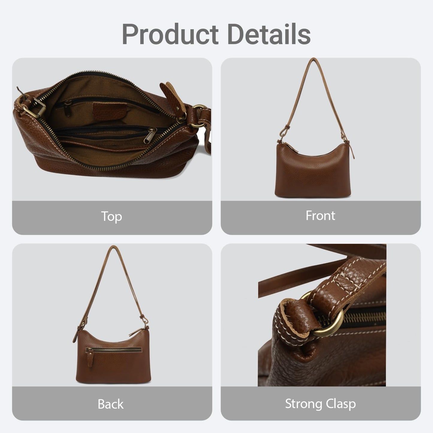 Elegant Women's Wallet Shoulder Bag Handbag Stylish Compact Large Capacity 100% Full Grain Leather Durable Easy to Clean Affordable Fashionable and Lightweight (Red Brown)