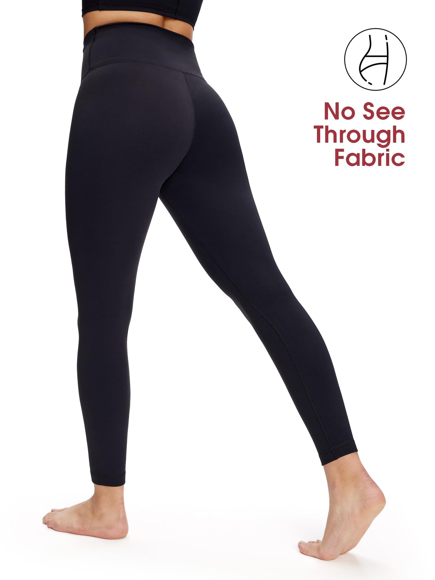 NANJI High Waisted Leggings for Women - Tummy Control Buttery Soft Yoga Pants, Squat Proof Stretch Workout Casual Leggings (M, Black)