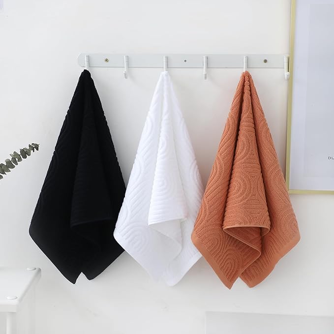Pidada Hand Towels Set of 4 Striped Pattern 100% Cotton Absorbent Soft