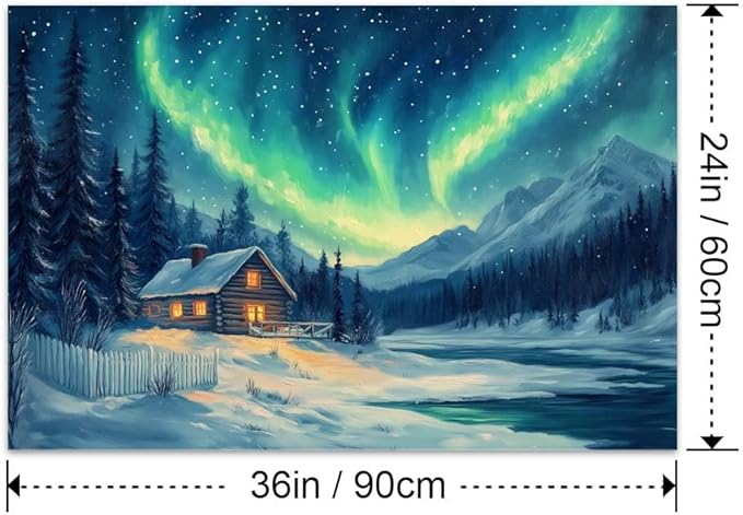 Yesad Aurora Wall Art, Landscape Canvas Wall Art Aurora Borealis Painting Nature Pictures Scenery Prints Poster Wall Décor for Cabin Living Room Bedroom Farmhouse Décor (Unframed,36”x24”, Aurora)