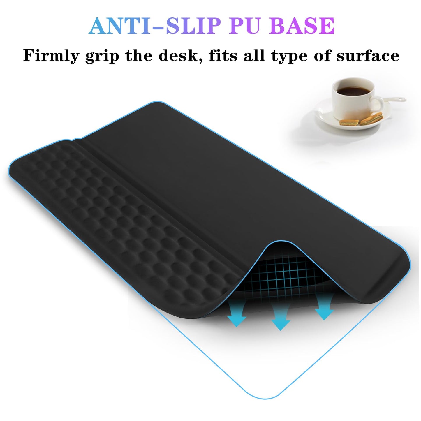 Computer Keyboard Stand Pad with Wrist Rest, Ergonomic Comfy Tilted Keyboard Stand Riser Holder Pad for Office Home (Black)