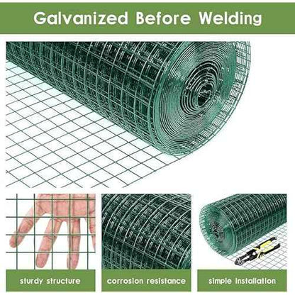 Tongmo 48" x 50' Green Chicken Wire Fencing, 19 Gauge Green Wire Fence, 1"x1" Mesh Size Metal Welded Wire Garden Fence Roll, Poultry Netting for Rabbit/Duck/Chicken