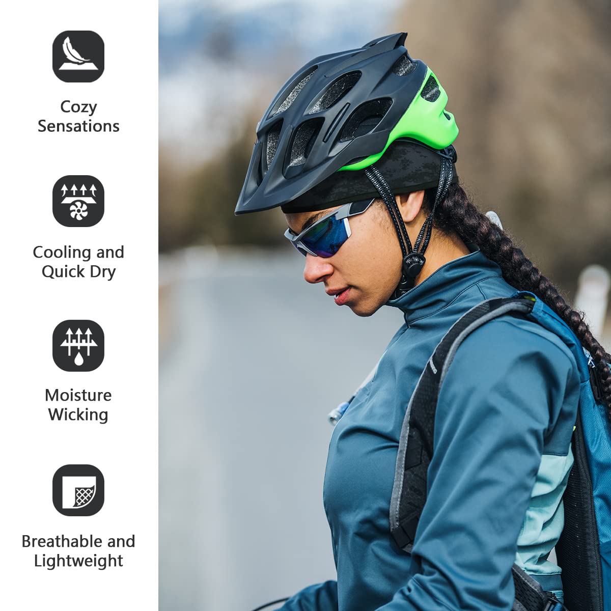Skull Cap Helmet Liner Beanie, Cooling Mesh Cycling Running Hat for Men Women, Fits Under Helmets (Black & Digital Camo)