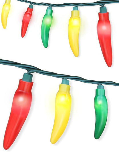 13.6FT Christmas Chili Pepper Outdoor String Lights, 35 LED Warm White Waterproof Fairy Lights with 2 Spare Bulbs, Shatterproof Decorative Lighting for Summer Camping Patio Pool Garden Yard Xmas Tree