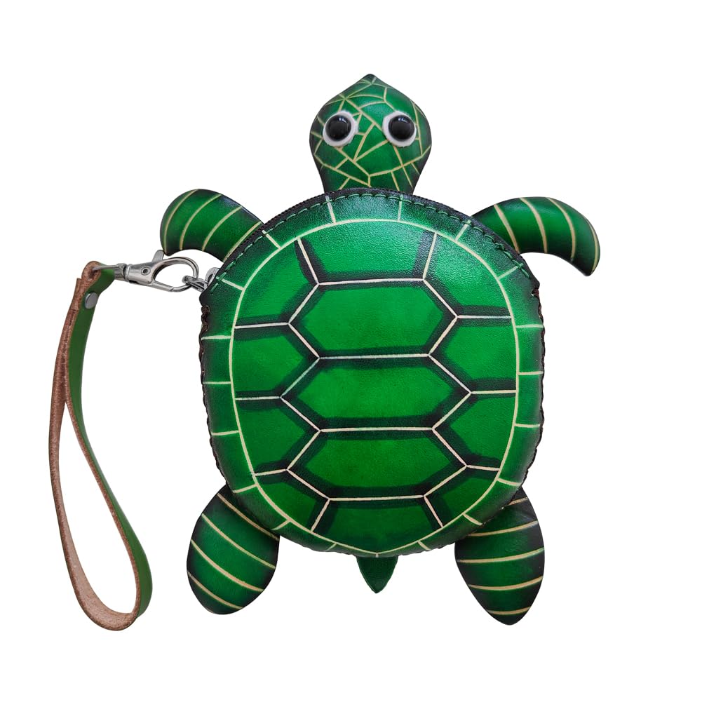 Yzikema 1 Pcs Leather Zipper Coin Purse Turtle Shaped Wallet, Wrist Bag,Coin Organizer, Change Holder,Card Case, Mini Leather Zipper Storage Bag for Women