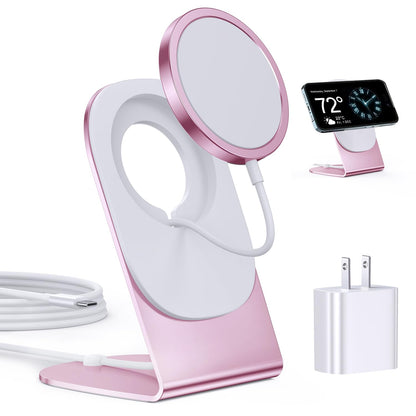 Magnetic Wireless Charger Mag-Safe Charger for iPhone 17/16/15/14/13/12 Series Convertible Magnet Wireless Charging Stand/Pad with 5ft Cable for iPhone and AirPods 2/3/Pro 2/Pro