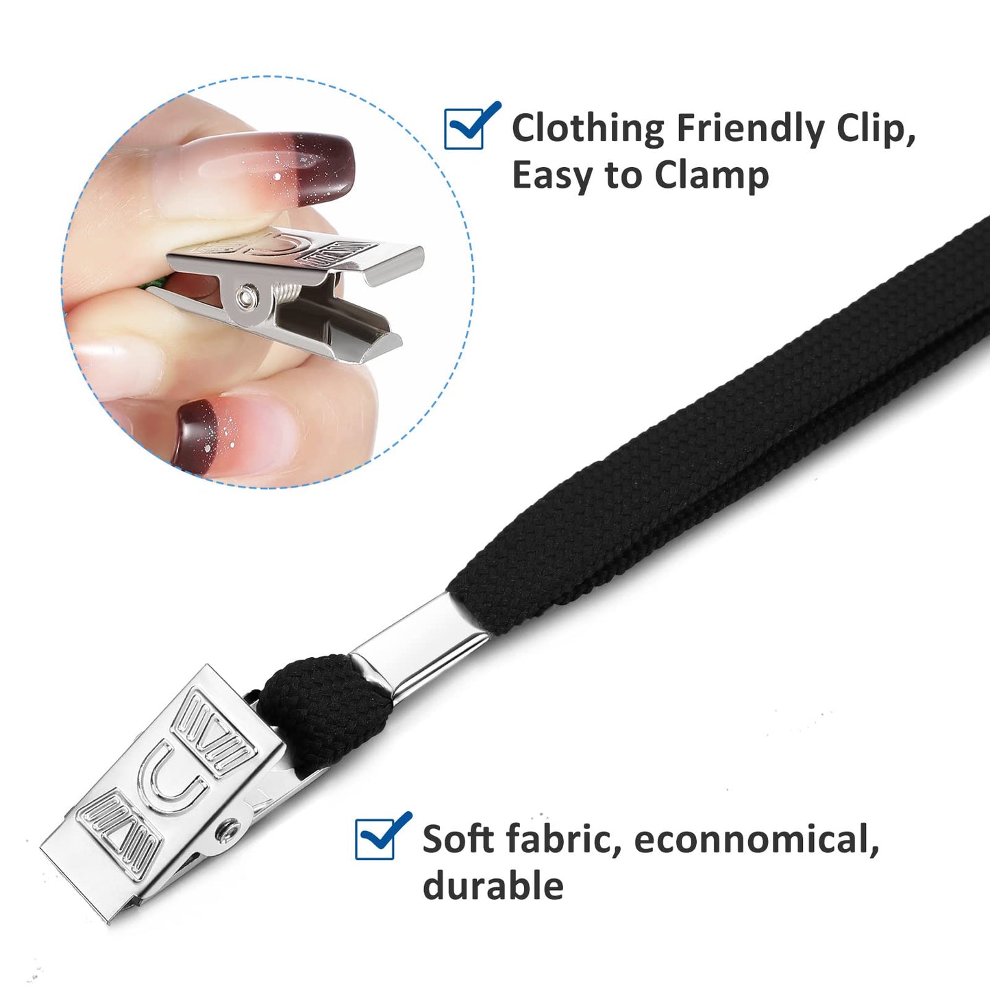 Marspark Pcs ID Badge Holder with Lanyard Lanyards for ID Badges Resealable Flat Neck Name Tag with Clip Waterproof Plastic Clear Badges Bulk for School Office Supplies(Black,200)