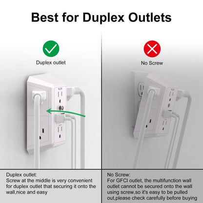 Outlet Extender Surge Protector - NUOZHI 6 Outlet Splitter with 4 USB Ports(2 USB-C), Multi Plug Wall Outlet 1680J Power Strip for Home Office Dorm Room Essentials, ETL, White