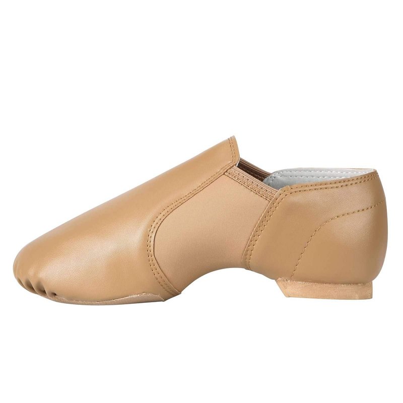 Linodes Unisex 006 PU Leather Upper Slip-on Jazz Shoe for Women and Men's Dance Shoes-Brown 8M