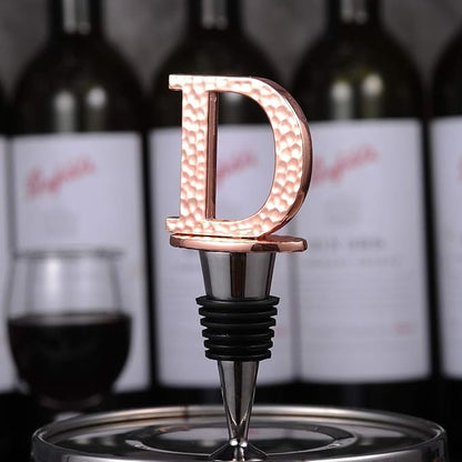 Miicol Wine Stopper, Prosecco Topper, Personalised Champagne Stopper, Rose Gold Wine Bottle Accessories, Wine Lovers Gift, Monogram Gift, Letter D