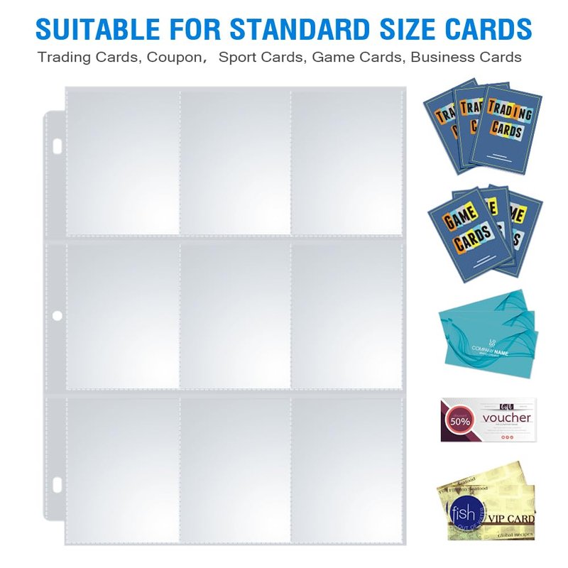 36 Pack 9 Pocket Page Protectors, Sooez Trading Card Sleeves for 3 Ring Binder, Baseball Cards Holder, Protective Pages Sheets for Binders Album, Fit for Collectible Games, Sports Cards