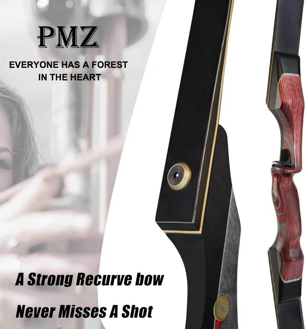 PMZ Recurve Bow and Arrow Set, Newset Professional Aldults Archery Hunting Bow Kit, 60'' Wooden Takedown Bow, for Youth Beginners to Advanced Outdoor Practice & Hunting, Right Hand, 25 lbs