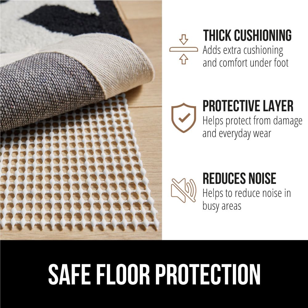 GORILLA GRIP® Strong Rug Pad Gripper, 4x6 FT, US Designed, Grips Help Keep Area Rugs Safe and in Place, Slip and Skid Resistant Pads for Hard Floors, Under Carpet Mat Cushion and Hardwood Protection