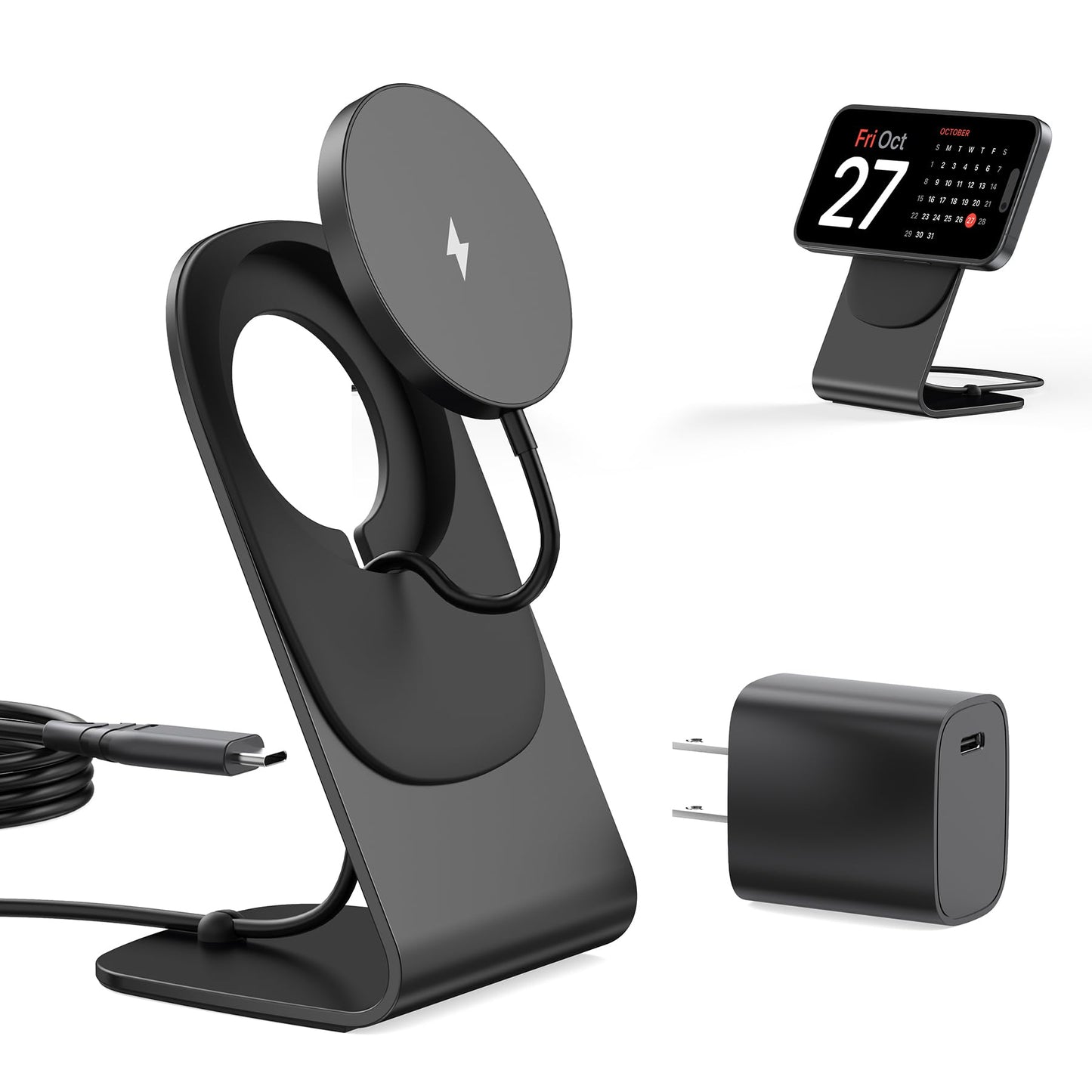 Magnetic Wireless Charger for iPhone 17/16/15/14/13/12 - Mag Charger+20W USB C Adapter, Fast Wireless Charging Stand/Pad with 5ft USB-C Cable for iPhone 17/16/15/14/13/12 Pro Max Plus Mini Air, Airpod