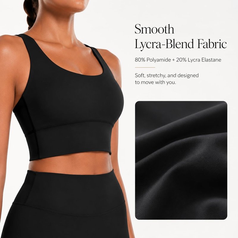 Sunzel Sports Bra for Women, Scoop Neck Crisscross Back Padded Low Impact Bras Tops for Workout Yoga Gym,Black,Medium