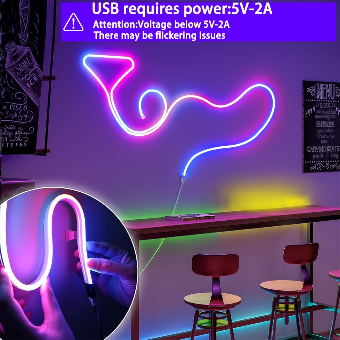 azhongxus 9.8FT USB LED Neon Rope Light,Smart RGB IC Led Strip Lights for Bedroom,Music Sync LED Neon Light Strip,APP and 24Keys Wireless Remote,DIY Ideas,Gaming Room,Home Decorations,Christmas Gift