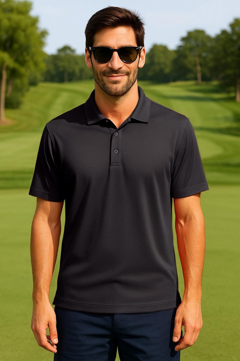 Opna Golf Shirts for Mens Regular, Big and Tall Size Golf Polos Dry Fit Shirts Short Sleeve (Black)