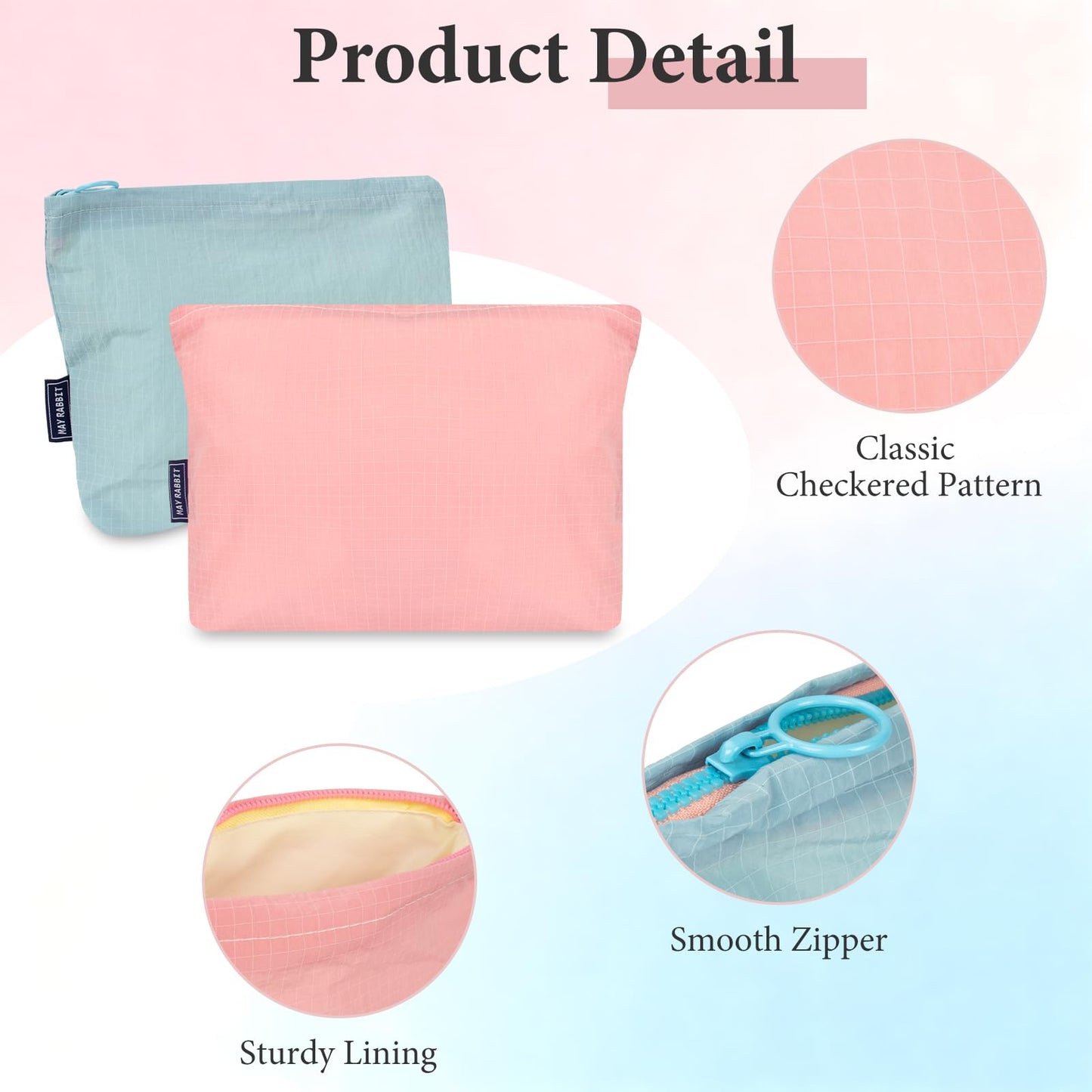 Hipruict Small Cosmetic Bag, 2 Pcs Makeup Bags with Zipper for Purse, Travel Toiletry Bag Organizer for Women