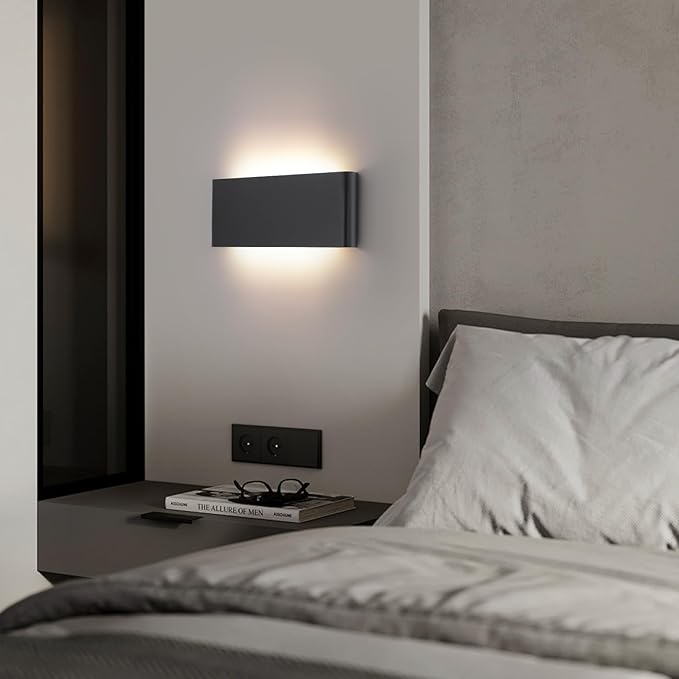 15"Modern LED vanity light,20W Dimmable 5 CCT (3000K-6500K) Adjustable Wall Lamp,Up and Down Wall Lighting,Indoor Wall Sconce for Bedroom,Staircase,Hallway,Dressing Table, 4Pack（Black）