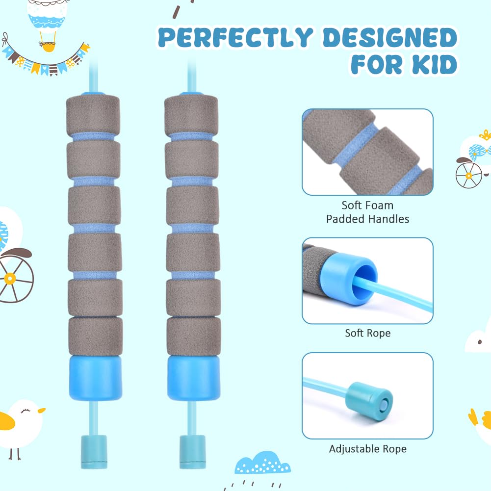 Flintronic Skipping Ropes for Kids, 2 Pack Adjustable Jumping Rope for Kids, 2.6m Skipping Rope with Skin-Friendly Foam Handles, Soft Jump Rope for Exercise Workout Outdoor