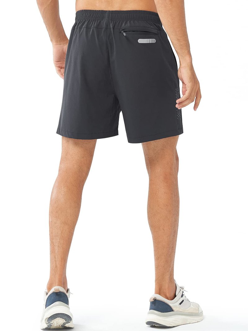 NORTHYARD Men's Athletic Running Shorts Gym Workout 7"/9"/5" Quick Dry Lightweight Sports Basketball Tennis 3 Zipper Pockets DARKGREY-5inch 2XL