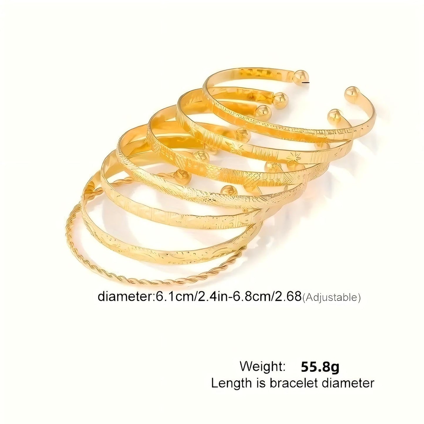 Gold Bangle Bracelet, 7 Pcs Gold Plated Dainty Layered Chain, 14K Layer Stackable Cuff Bracelet Set for Women (Gold)
