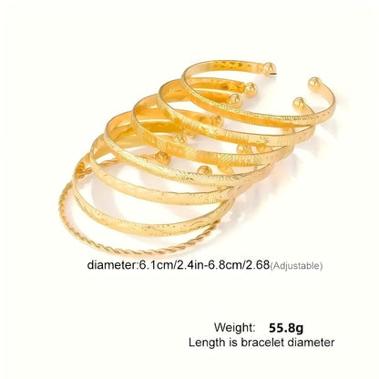 Gold Bangle Bracelet, 7 Pcs Gold Plated Dainty Layered Chain, 14K Layer Stackable Cuff Bracelet Set for Women (Gold)