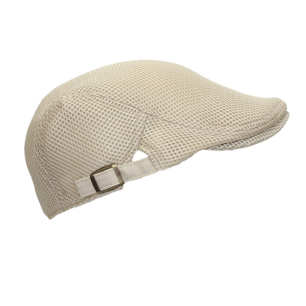 WITHMOONS Ivy Cap Summer Linen-Like Cotton Newsboy Irish Golf Hats MZ30038 (Mesh_Beige)