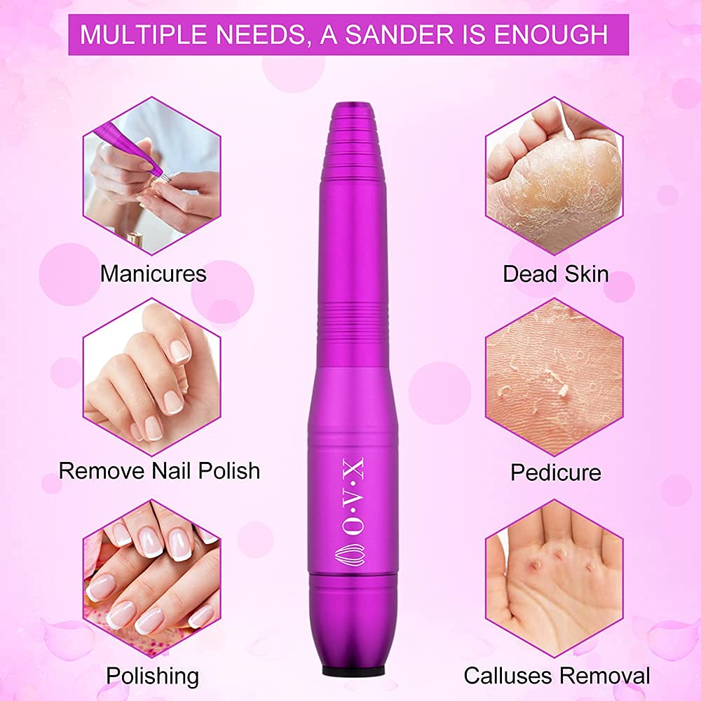 Portable Electric Nail Drill File Machine with Acrylic Nail Kit Set Professional 20000rpm Manicure Pedicure with Sanding Bands Brush for Nail Art Gel Nail Polish Tips Clippers