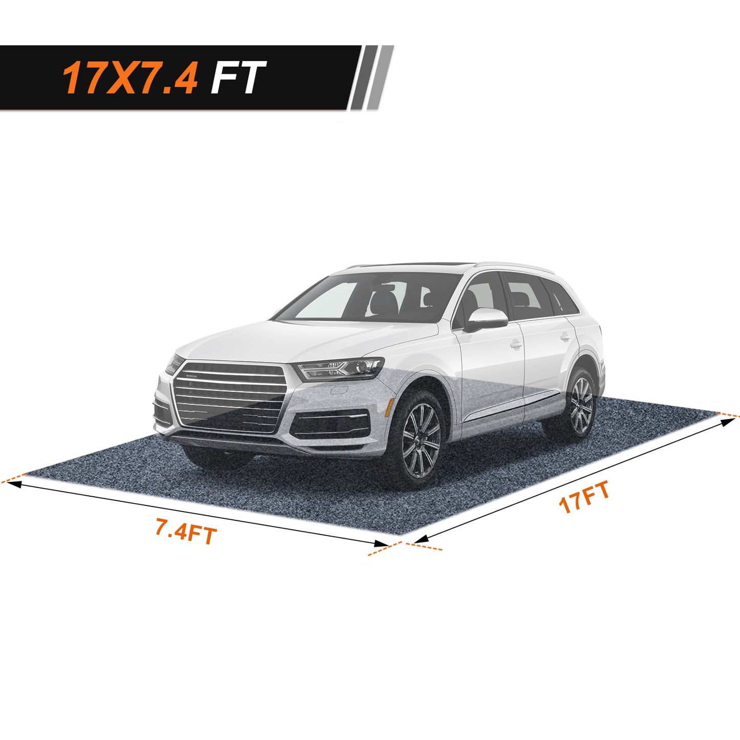 LMRSTOO 17 * 7.4 Ft Heavy Duty Oil Spill Mat, 6.5mm Thickened Extra Large Garage Floor Mat for Under Car, 1/4" Waterproof Rubber Backing Absorbs Oil Quickly, Washable, Reusable, Durable, Non-Slip