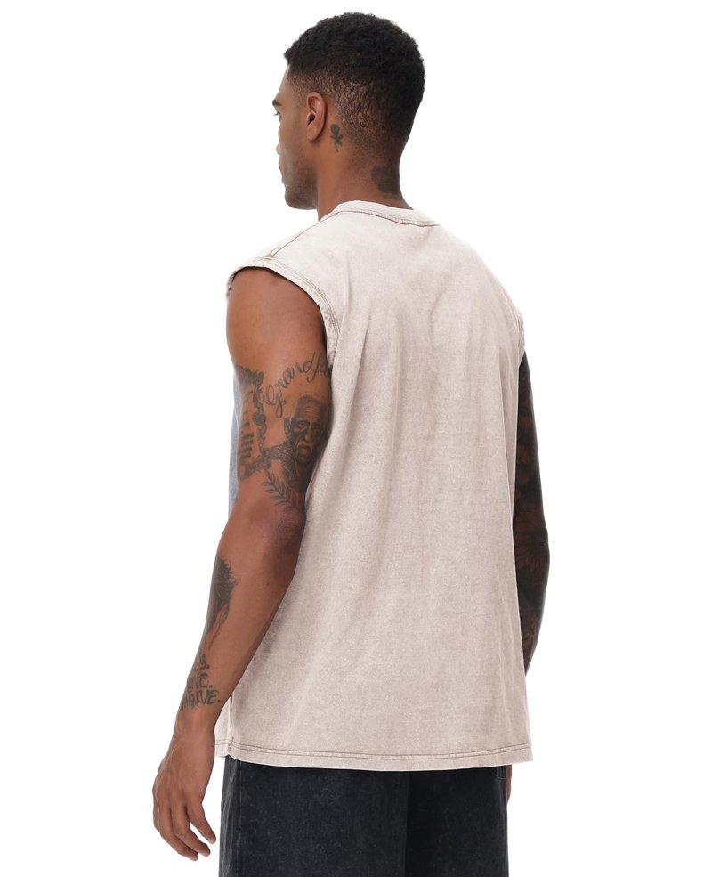 SnowElve 3 Pack Mens Workout Tank Tops Sleeveless Tee Shirts Men Muscle Shirt Gym Acid Wash T Shirts Running Beach Loose Fit Tee(BKAGAC,2XL)