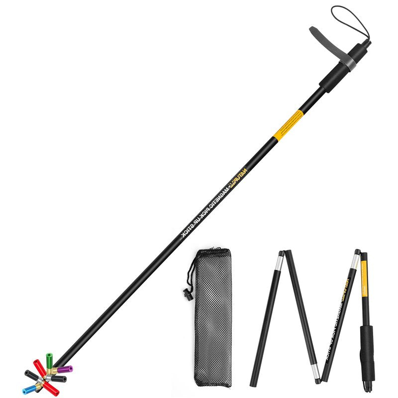 Shotgun Shell Hull Retriever Pick Stick, Collapsible Portable Magnetic Shell Retriever Pickup Pole, Extends Up to 3ft, Shotgun Accessories Four-Section Fold Pickup Grabber Tool with Mesh Carrying Bag