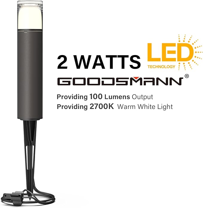 GOODSMANN 8PK Outdoor Low Voltage Bollard Lights 2W 2700K Warm White LED Landscape Pathway Light Kits Bronze Color