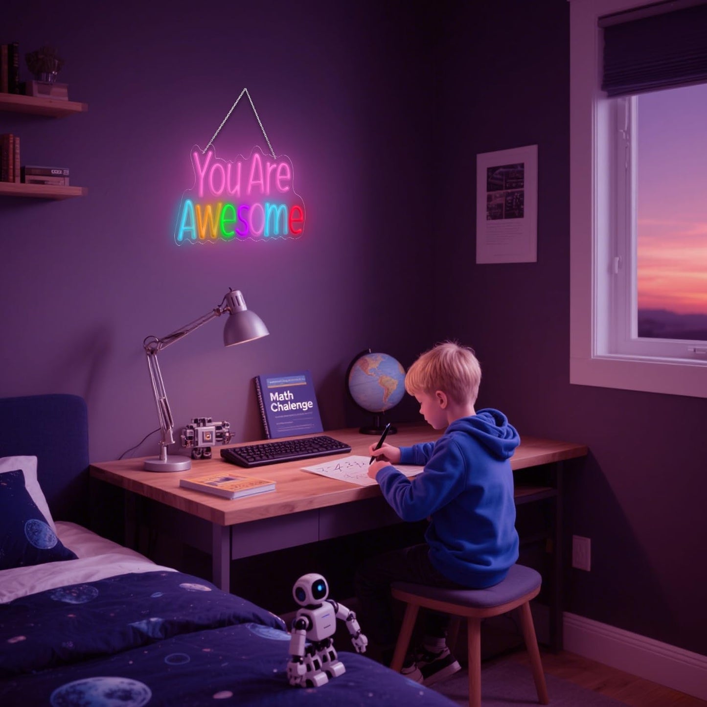 You Are Awesome Neon Sign, Dimmable LED Neon Signs for Wall Decor, USB Powered Neon Light Sign Wall Art for Bedroom Christmas Party Classroom, Postive Aesthetic Decoration 14.17 x 10.24"