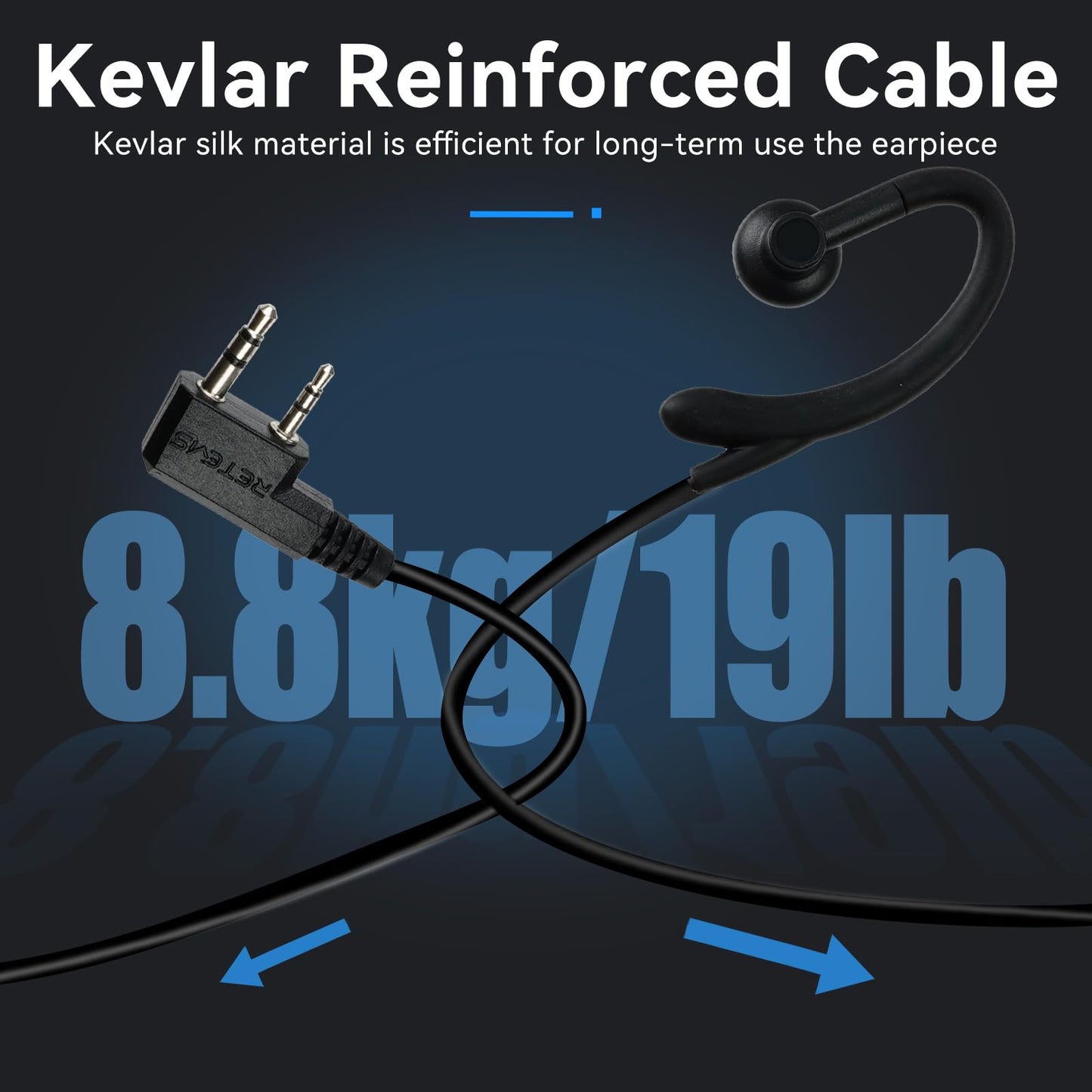 Retevis Walkie Talkie Headset with Mic, G-Type, Big PTT, 2 Pin, for RT22 RT68 RT21 H-777 RT27 RT68H, Compatible with BAOFENG 888S, Pxton, Kenwood Walkie Talkie, Walkie Talkie Earpiece(4 Pack)