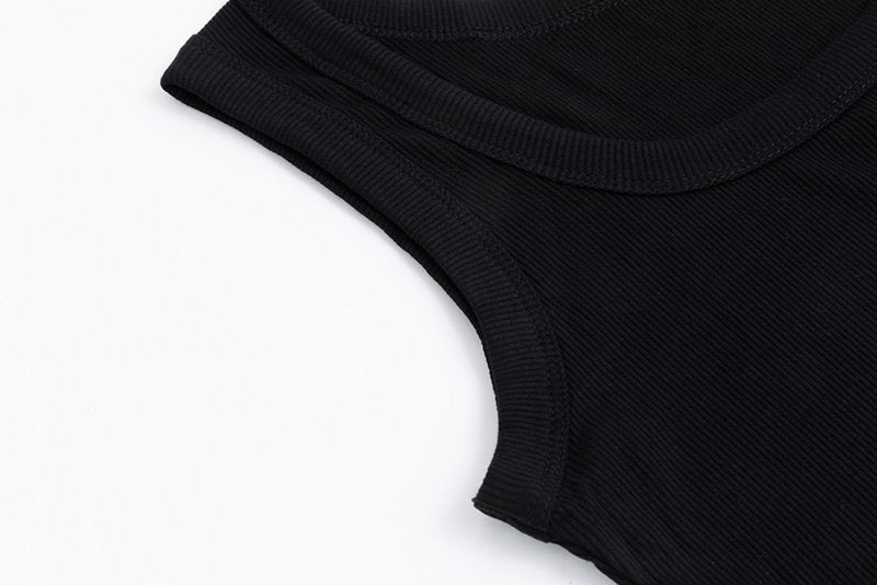 SVALIY Summer Womens Tank Tops 2025 Square Neck Fitted Sleeveless Shirts for Women Ribbed Basic Top Black