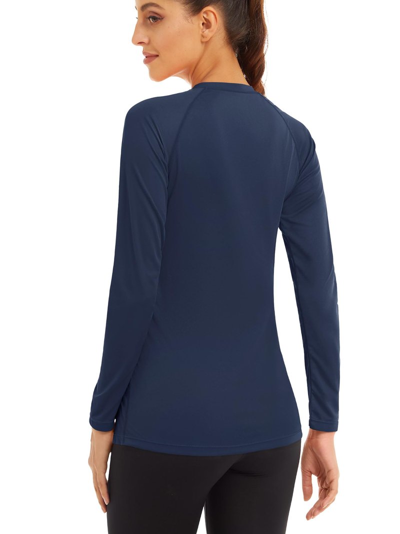 MAGCOMSEN UV Shirts for Women Long Sleeve Shirts Casual Fishing Tee Shirts for Women Workout Shirts for Women Lightweight Athletic Shirts Women Navy