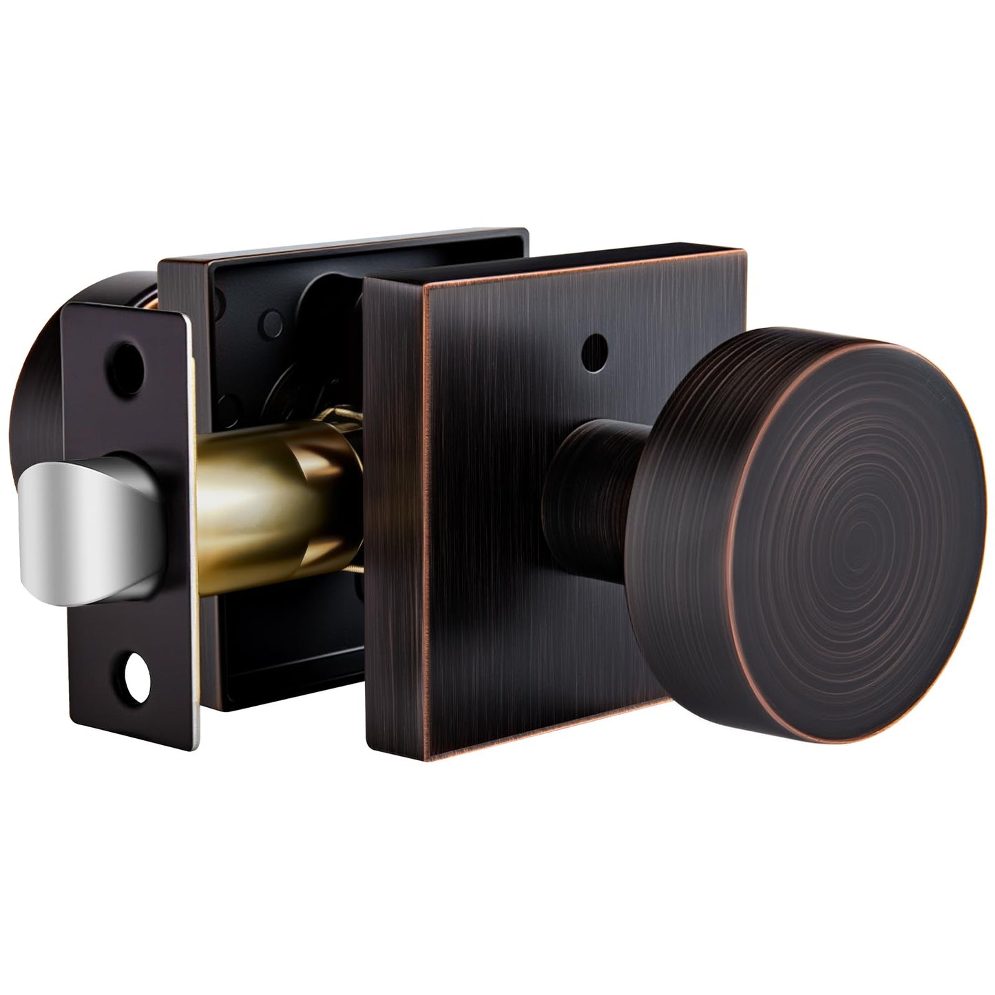 Goldenwarm Oil Rubbed Bronze Privacy Door Knob for Interior Doors, Zinc Alloy Bronze Door Knob Interior for Bedroom & Bathroom, Keyless Lock with Emergency Release, Adjustable & Reversible - 1 Pack