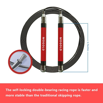 2-in-1 Speed Rope: 2mm for Boxing/MMA & 3mm for CrossFit - Tool-Free Adjustable Cable System with Dual Bearings - Sweatproof Hybrid Grip for High-Intensity Training