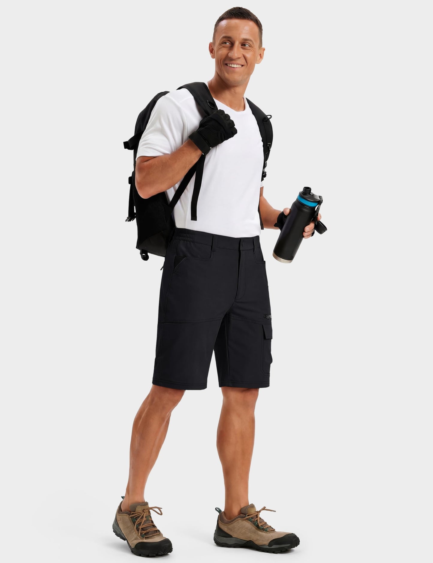 TACVASEN Mens 10" Hiking Cargo Shorts Golf Casual Lightweight Quick Dry Summer Dress Fishing Travel Shorts with Zipper Pockets Black 38