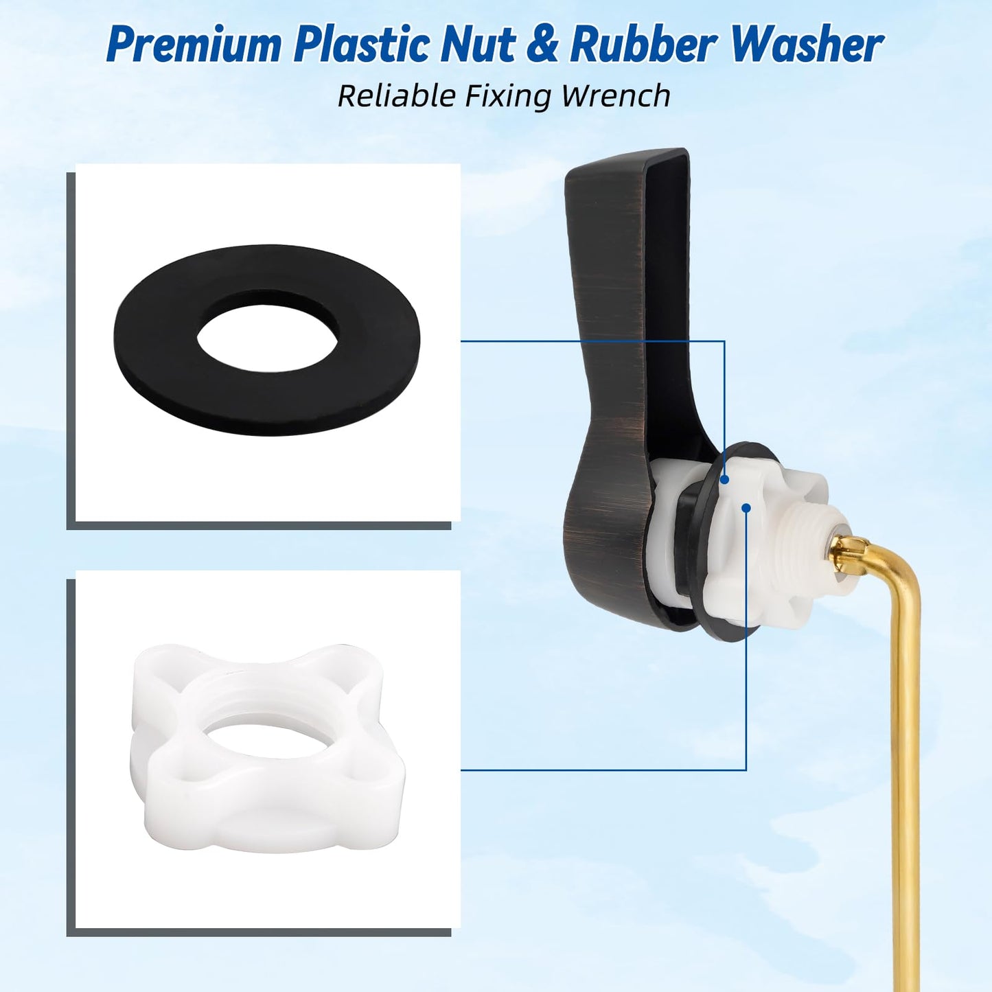 Hibbent Universal Front Mount Metal Toilet Handle Replacement Kit, Brass Toilet Tank Flush Lever with Stainless Steel Adjustable Flapper Chains for Most Toilets, Oil-Rubbed Bronze