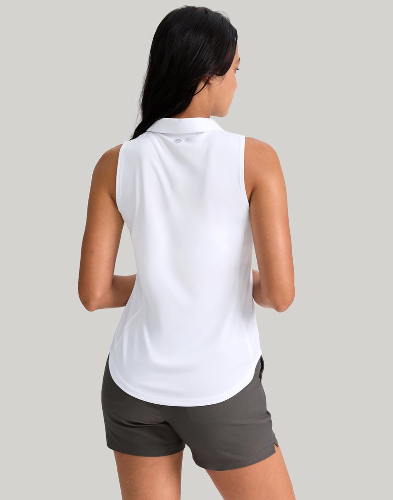 G Gradual Womens Golf Shirt Sleeveless Zip Up Polo Shirts for Women Collared Lightweight Tennis Athletic Tank Top, White, Medium