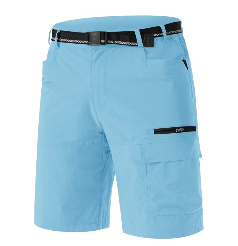 TACVASEN Mens 10" Hiking Shorts Golf Outdoor Lightweight Quick Dry Summer Casual Dress Fishing Shorts with Zipper Pockets Sky Blue 30