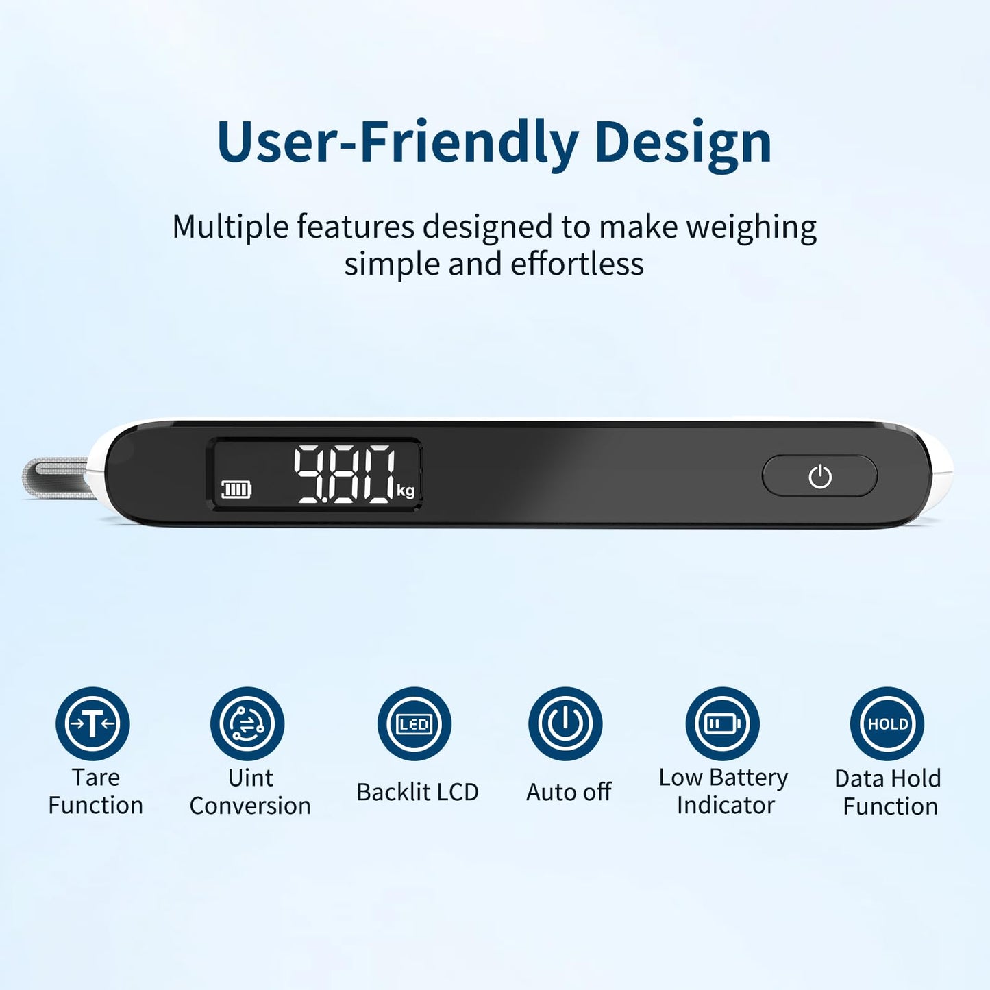 Ultrean Luggage Scale, 110lb Digital Suitcase Weight Scale for Travel, Portable Handheld Baggage Scale with Ergonomic Curved Handle for Comfortable Grip, Battery Included
