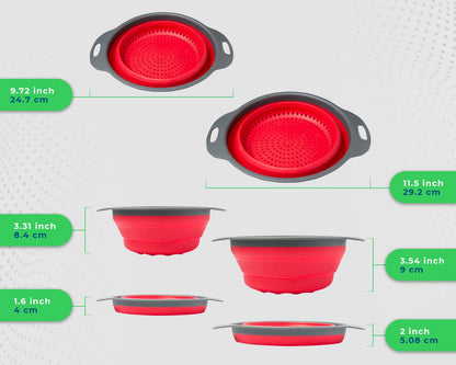 Ultimate Kitchen Strainers Set of 2 - Collapsible Silicone Colanders For Easy Storage by Comfify - Use with Pasta & Veggies or as a Fruit or Berry Bowl with Strainer - Irreplaceable for Campers - Blue